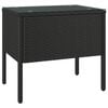 vidaXL Table d'appoint noir 53x37x48 cm poly rotin et verre tremp&eacute;