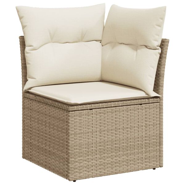vidaXL Salon de jardin avec coussins 14 pcs beige r&eacute;sine tress&eacute;e