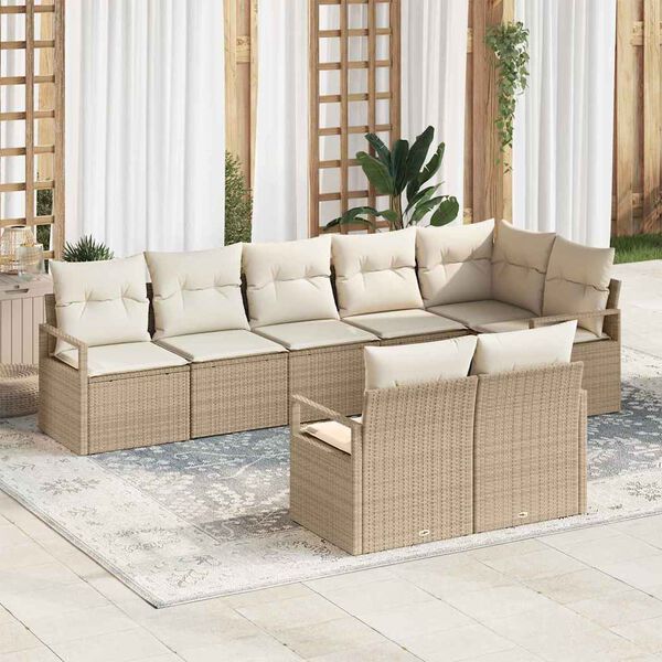 vidaXL Ensemble de Canap&eacute;s 8 pcs Beige polyrotin