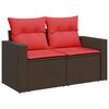vidaXL Canap&eacute; de jardin avec coussins 2 places en r&eacute;sine tress&eacute;e marron