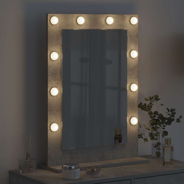 vidaXL Miroir de vanit&eacute; Rectangulaire Gris b&eacute;ton 70 x 50 x 18 cm