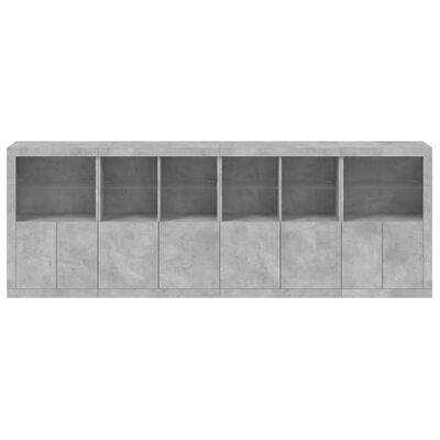 vidaXL Buffet avec lumières LED gris béton 283x37x100 cm