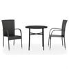 vidaXL Ensemble &agrave; manger de jardin 3 pcs R&eacute;sine tress&eacute;e Noir