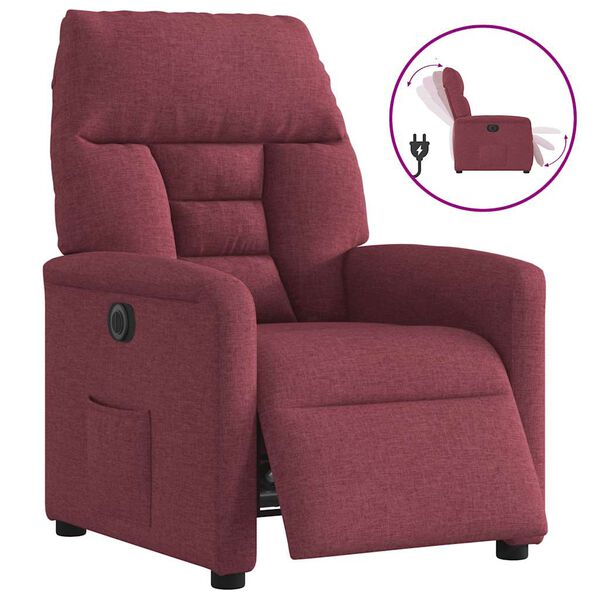 vidaXL Fauteuil inclinable &eacute;lectrique Rouge bordeaux Tissu