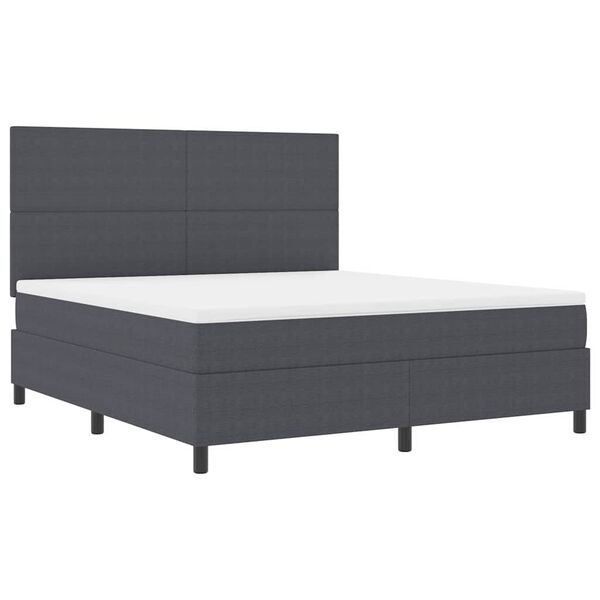 vidaXL Lit &agrave; ressort LED Gris fonc&eacute; et blanc 180 x 200 cm