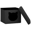 vidaXL Tabouret de rangement pliable avec motif de chat Noir Tissu
