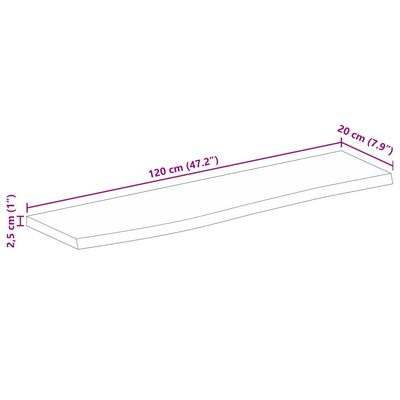 vidaXL Dessus de table à bord vivant 120x20x2,5cm bois massif manguier