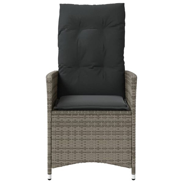 vidaXL Chaise inclinable de jardin avec coussins gris r&eacute;sine tress&eacute;e
