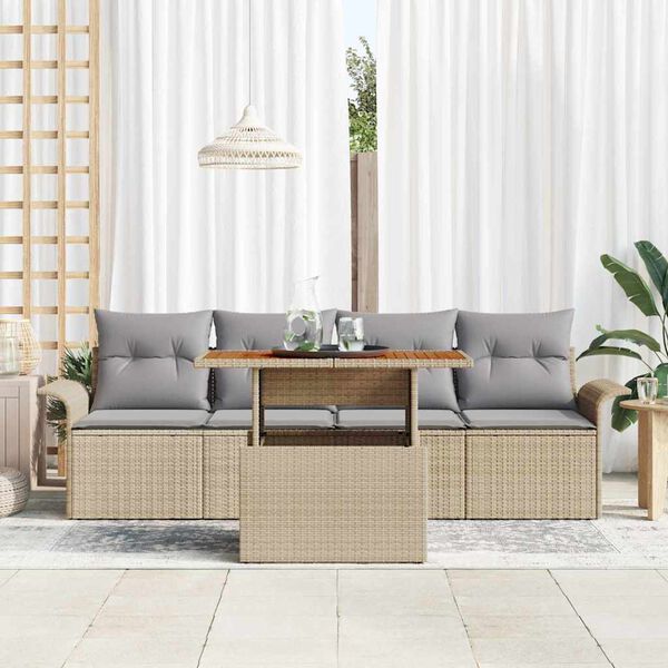 vidaXL Ensemble de canap&eacute; de jardin 5 pcs beige et gris clair