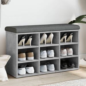 vidaXL Banc &agrave; chaussures gris b&eacute;ton 82x32x50 cm bois d'ing&eacute;nierie