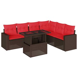 vidaXL Ensemble de canap&eacute; de jardin 7 pcs avec coussins marron r&eacute;sine tress&eacute;e