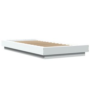 vidaXL Cadre de lit avec lumi&egrave;res LED sans matelas blanc 75x190 cm