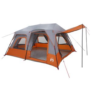 vidaXL Tente Instantan&eacute;e Gris et orange 8 personnes