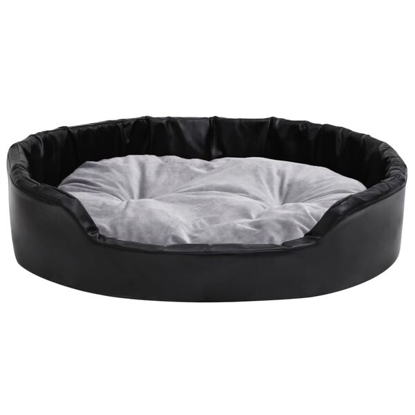 vidaXL Lit chiens Noir et gris 90x79x20 cm Peluche et similicuir
