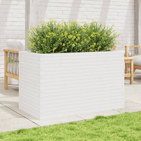 vidaXL Jardini&egrave;re blanc 110x60x68,5 cm bois de pin massif