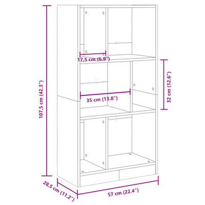 vidaXL Bibliothèque noir 57x28,5x107,5 cm bois d'ingénierie