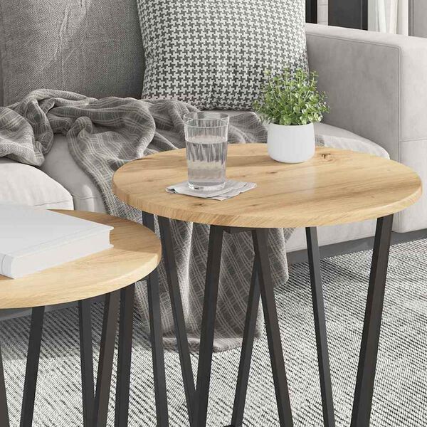 vidaXL Ensemble de tables d'appoint 2 pcs Ch&ecirc;ne artisanal et noir