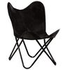 vidaXL Chaise papillon noir taille pour enfants cuir v&eacute;ritable