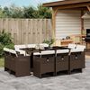 vidaXL Ensemble &agrave; manger de jardin et coussins 11 pcs marron rotin