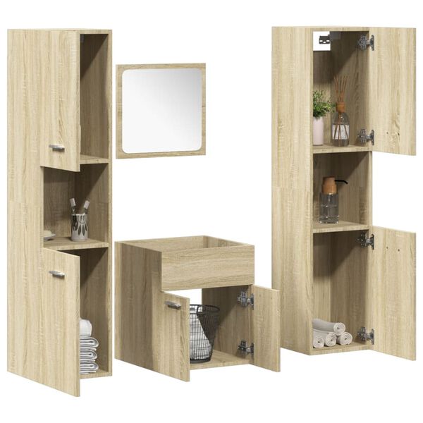 vidaXL Ensemble de meubles de salle de bain 4 pcs ch&ecirc;ne sonoma