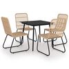 vidaXL Ensemble &agrave; manger d'ext&eacute;rieur 5 pcs r&eacute;sine tress&eacute;e et verre