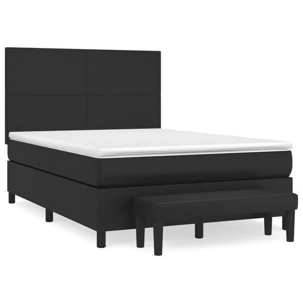 vidaXL Sommier &agrave; lattes de lit avec matelas Noir 140x190 cm Similicuir