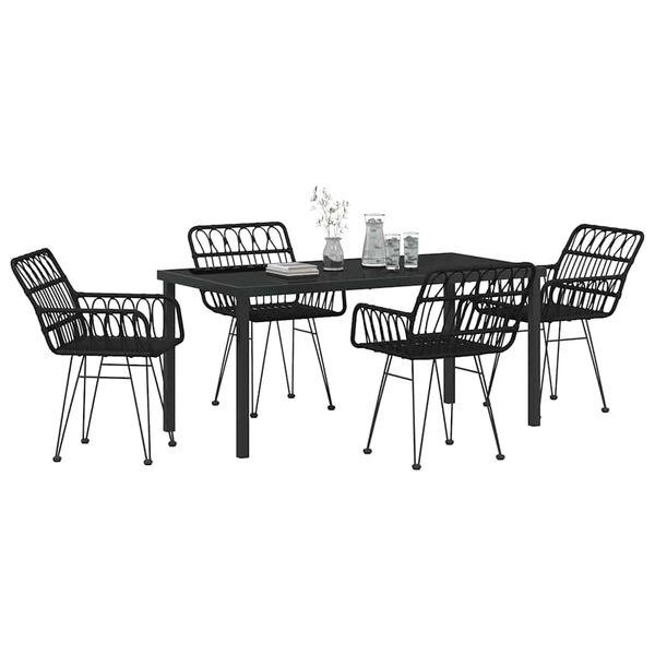 vidaXL Ensemble de salle &agrave; manger pour jardin 5 pcs Noir