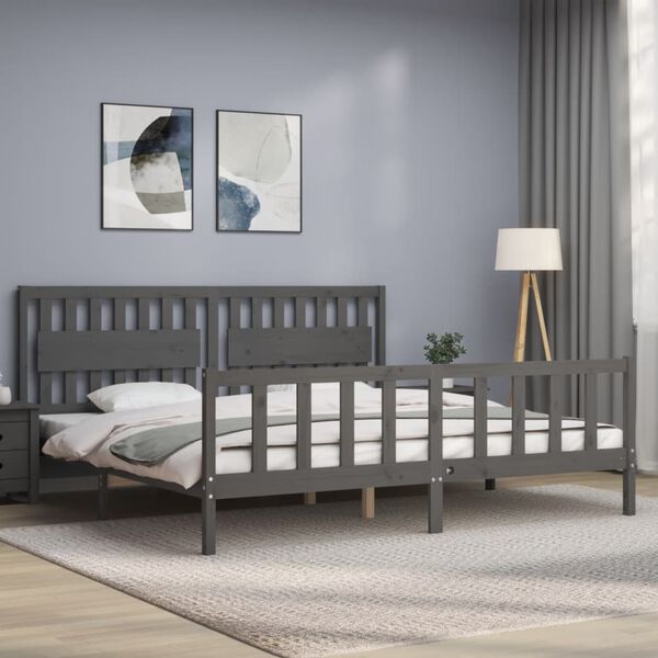 vidaXL Cadre de lit sans matelas gris 200x200 cm bois massif de pin