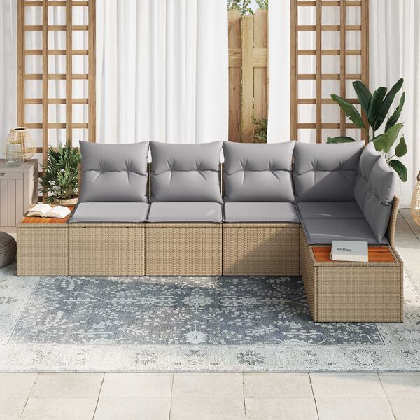 vidaXL Ensemble de canap&eacute; de jardin 5 pcs Beige Poly rotin