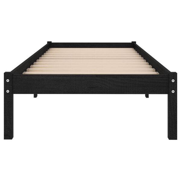 vidaXL Cadre de lit sans matelas noir bois massif 100x200 cm