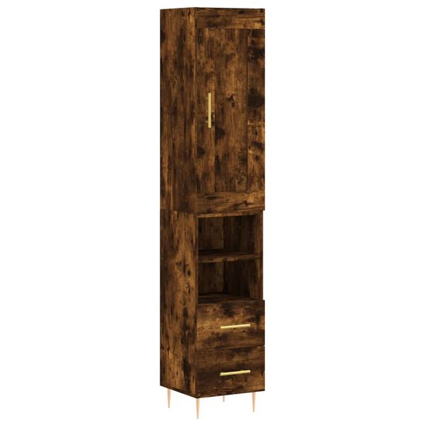 vidaXL Buffet haut Ch&ecirc;ne fum&eacute; 34,5x34x180 cm Bois d'ing&eacute;nierie