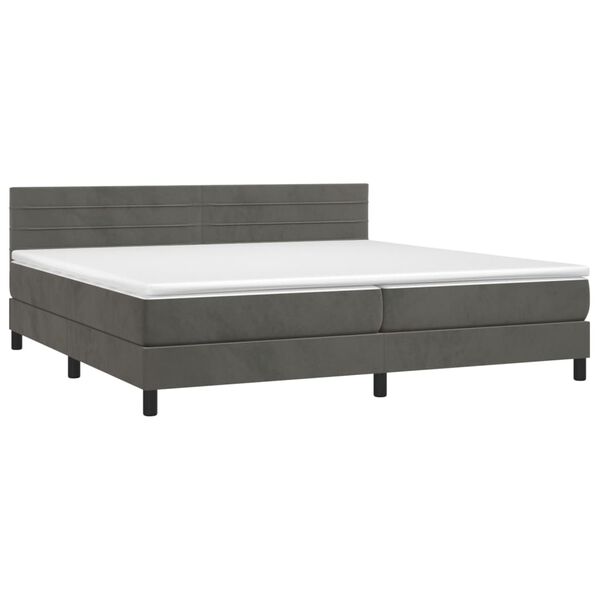vidaXL Sommier &agrave; lattes de lit avec matelas LED Gris fonc&eacute; 200x200 cm