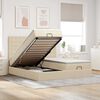 VidaXL Cadre de lit ottoman avec matelas cr&egrave;me 200x200cm tissu