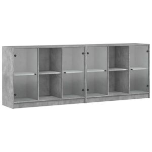 vidaXL Biblioth&egrave;que avec portes gris b&eacute;ton 204x37x75 cm
