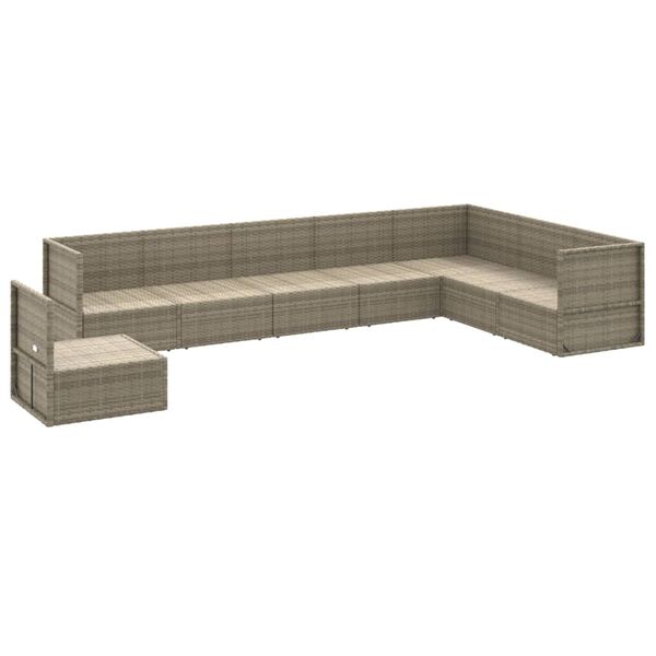 vidaXL Salon de jardin 8 pcs avec coussins Gris R&eacute;sine tress&eacute;e