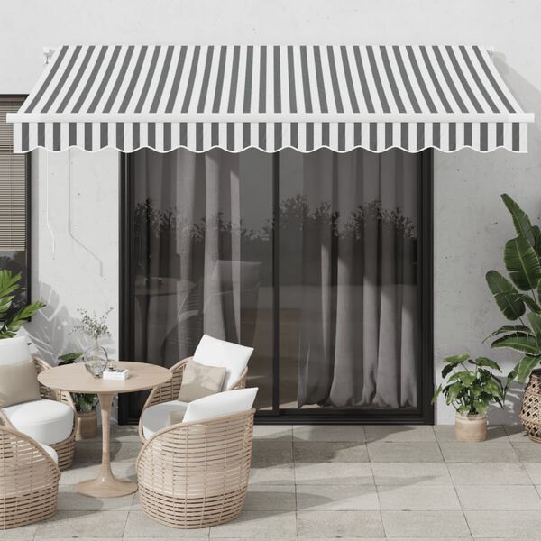 vidaXL Auvent manuel r&eacute;tractable avec LED anthracite blanc 350x250 cm