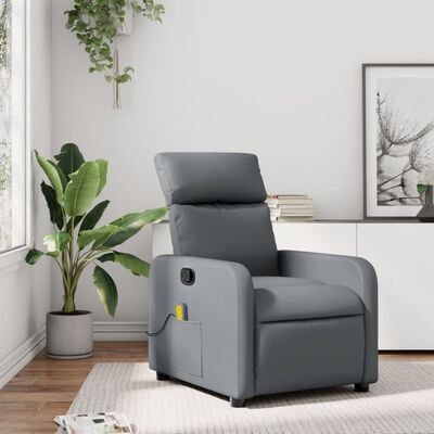 vidaXL Fauteuil de massage inclinable Gris Similicuir