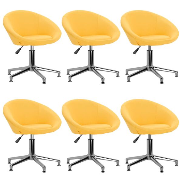 vidaXL Chaises pivotantes &agrave; manger lot de 6 jaune tissu
