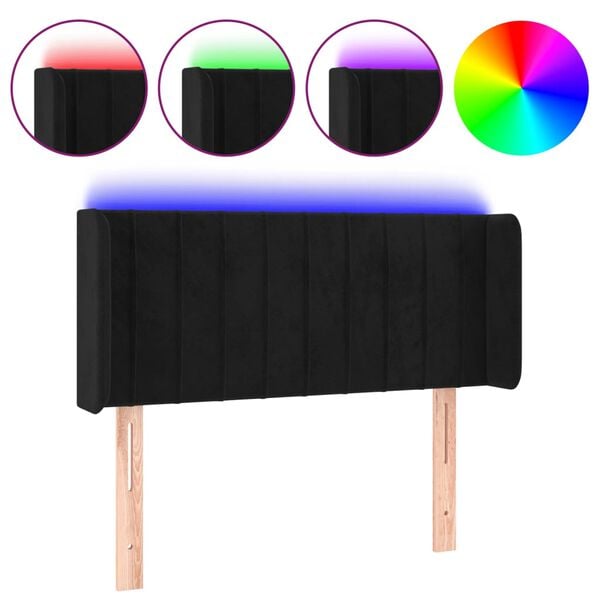vidaXL T&ecirc;te de lit &agrave; LED Noir 103x16x78/88 cm Velours
