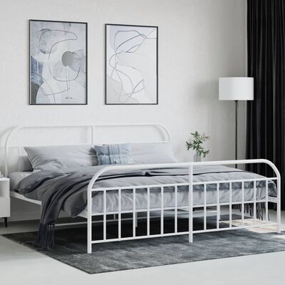 vidaXL Cadre de lit métal sans matelas et pied de lit blanc 193x203 cm