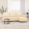 vidaXL Canap&eacute; &agrave; 3 places avec repose-pieds Cr&egrave;me 180 cm Tissu