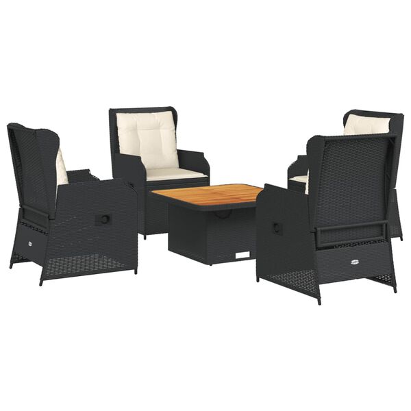 vidaXL Salon de jardin 5 pcs avec coussins Noir R&eacute;sine tress&eacute;e