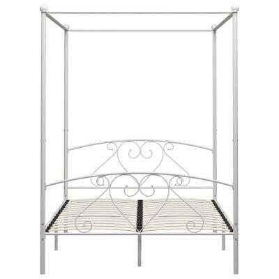 vidaXL Cadre de lit à baldaquin Blanc Métal 160 x 200 cm