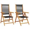 vidaXL Chaises de jardin lot de 2 noir bois d'acacia et polypropyl&egrave;ne
