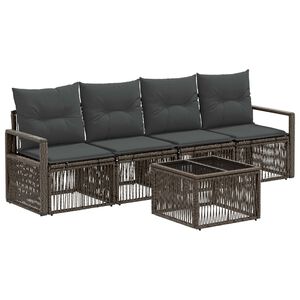 vidaXL Ensemble de canap&eacute; de jardin 5 pc Gris polyrotin