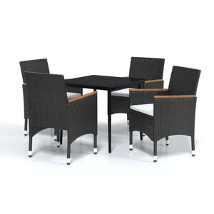 vidaXL Ensemble &agrave; manger de jardin avec coussins 5 pcs Noir