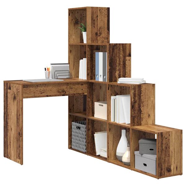 vidaXL Bureau d'angle Bois Ancien 101,5 x 149,5 x 149,5 cm