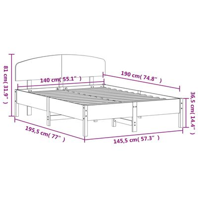 vidaXL Cadre de lit sans matelas blanc 140x190 cm bois de pin massif