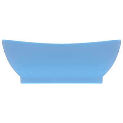 vidaXL Lavabo ovale à trop-plein Bleu clair mat 58,5x39 cm Céramique