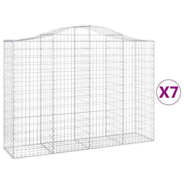 vidaXL Paniers &agrave; gabions arqu&eacute;s 7 pcs 200x50x140/160 cm Fer galvanis&eacute;
